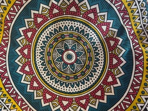 Vibrant Printed 5 ft 100% Cotton Area Rug Made in India with a Unique Eye Design - Picture 1 of 5