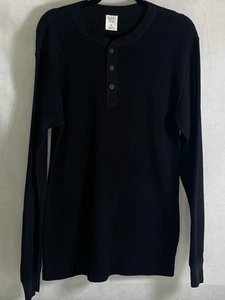 Old Navy Herren Waffelstrick Thermo Henley Gr. XL schwarz Preppy Layer Holzfäller - Bild 1 von 15
