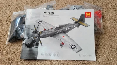 Air Firce P-51 Mustang Fighter Plane Set Building Blocks By Wange 258 Pieces - Image 1 of 4