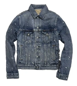 Neu mit Etikett Polo Ralph Lauren Trucker-Jacke Herren blau Denim Farbspritzer Größe Small - Bild 1 von 5