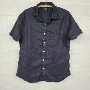 J Crew Slim Fit Blue Linen Blend Short Sleeve Buttonup Shirt Size XL - Picture 1 of 8