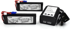 2 Pack 7.4V 2700mAh 10C Li Po Battery Replacement for Hubsan x4 H501S Pro H501A - Picture 1 of 6