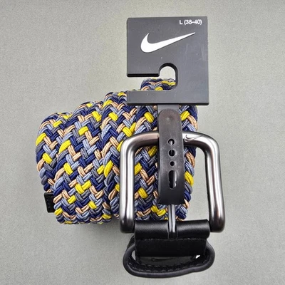 Nike ремень большой 38 40 мужской синий желтый эластичной плетеный гольф комфорт новый - Изображение 1 из 4