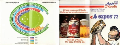 1977 Montreal Expos pocket schedule sponsored by O'Keefe Ale - Image 1 of 2