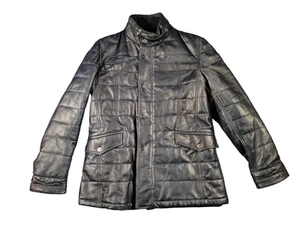 Florentino Label Jacket Coat Blue Large Padded Hooded Full Zip Button Up - Bild 1 von 22