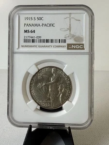 1915 S SILVER PANAMA-PACIFIC HALF DOLLAR NGC MS64 GREAT EYE APPEAL - Picture 1 of 9