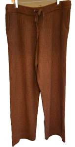 DKNY Women's Cashmere Blend Rust Ribbed Jogger Knit Pants Size L- NWT MSRP $129 - Picture 1 of 5