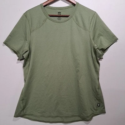 REI Co-op Womens Active Tech T Shirt XL 1X Large Green Ventilated - Image 1 of 4