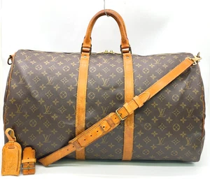 Auth Louis Vuitton Monogram Keepall Bandouliere 55 Boston Bag W/Nametag NS071481 - Picture 1 of 24