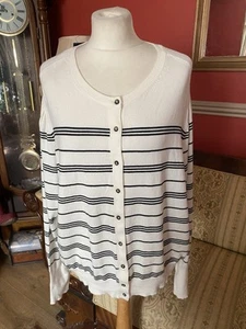M&S Damen Strickjacke marine creme 24 Stretch maritim gestreift Pit2pit 26 Zoll Stretch - Bild 1 von 5