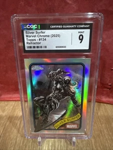 2025 Topps Chrome Marvel - SILVER SURFER Silver Refractor #134 Graded Cgc 9 Mint - Picture 1 of 4