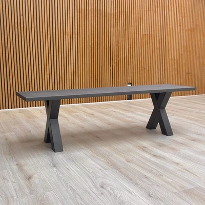 Furniture Village Bodahl 'Terra' Smoked Solid Oak Compact 160cm Dining Bench NEW - Image 1 of 4