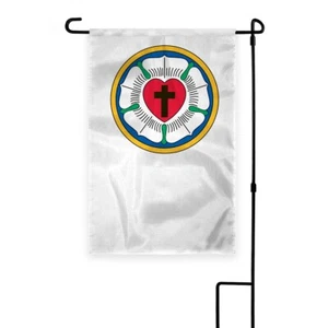 12" x18" Lutheran Rose Religious Garden Flag, 200D, Heart Flags Yard Outdoor - Picture 1 of 1