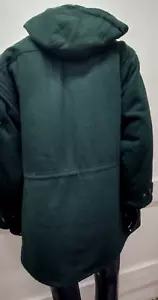 MEMBERS ONLY Wool Green Coat Mens 90s Vintage PARKA MOD HEAVY HOODED QUILTED - Picture 1 of 22