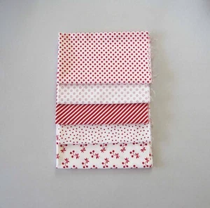 Lot 5 Moda Red and White Fabric Half Yards 070 Dots Stripes Cherries - Picture 1 of 5