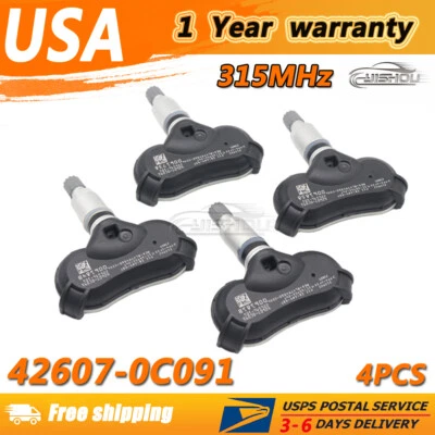Fit Toyota RAV4 2019-2023 Sequoia 2018-19 4pcs 315MHz Tire Pressure Sensor TPMS - Image 1 of 4