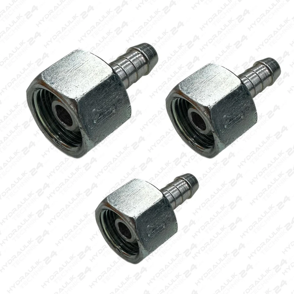 MARKENLOS Öl & Kraftstoff Schlauchnippel mit Dichtkegel 60° Konus und Überwurfmutter