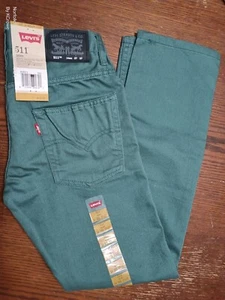 NEW WITH TAGS LEVIS 511 SLIM FIT WATERLOG GREEN JEANS SZ 14, 27x27 - Picture 1 of 5