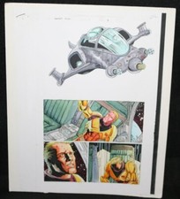 Seeker 3000 #1 p.8 Color Guide Art - Ship Escape - 1998 by John Kalisz