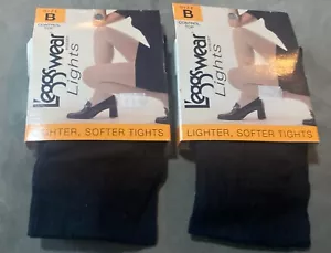 2 PAIR LeggsWear Tights LIGHTS Black Size B Control Top Leggs Tights NEW - Picture 1 of 3