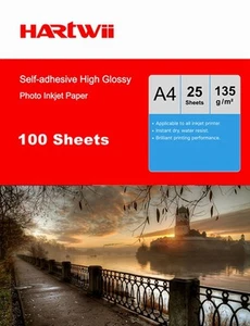 100 Sheet A4 135Gsm Self Adhesive Stick High Glossy Photo Paper Inkjet - Picture 1 of 5