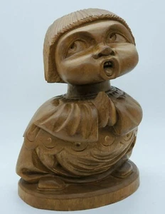 Singing Monk Vintage Wooden Carved Statue Friar Praying Priest Choir - Bild 1 von 6
