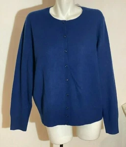 Rachel Zoe 100% 2-ply Cashmere 1X women Navy Blue Sweater Button Down New NWT - Picture 1 of 5