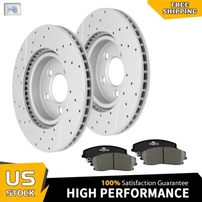 Front Drilled Disc Brake Rotors + Pads For Dodge Challenger Charger Magnum 300 - Image 1 of 4