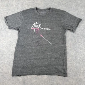 Marc Jacobs Shirt Women Small Gray Crew Neck Short Sleeve Graphic Stretch Casual - Picture 1 of 16