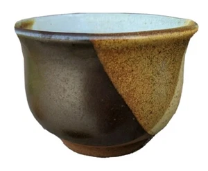 Ceramic gray brown red fall color vintage bowl illegible mark 3 1/4"h, 4 1/4" d - Picture 1 of 8