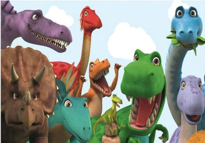 DINOSAURS kid's Birthday Party Scene Setter wall mural BACKDROP 5'x3' dinos - Image 1 of 2