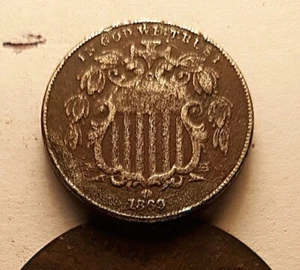 18) 1869 Schild Nickel (5c), vz Details. Oberflächen rau von Korrosion. - Bild 1 von 2