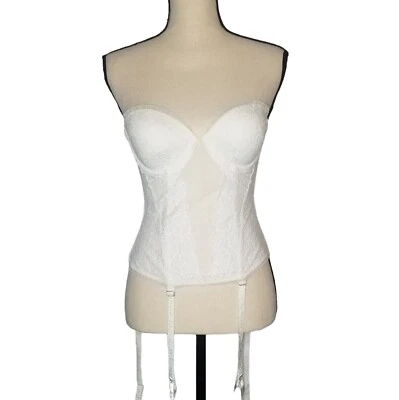 Corsé Bustier vintage Maidenform sujetador sin tirantes con cordones blanco talla 34 B Foto 1 de 4
