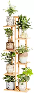 Bamboo 6 Tier 7 Potted Plant Stand Rack Multiple Flower Pot Holder Shelf Planter - Picture 1 of 11
