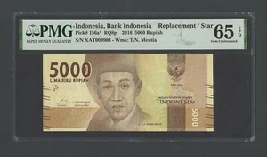 Indonesia 5000 Rupiah 2016 P156a* "Replacement" Uncirculated Grade 65 - Picture 1 of 2