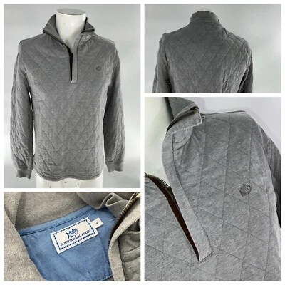 Pullover acolchado Southern Tide 1/4 cremallera para hombre S gris 100 % algodón YGI D4-3 Foto 1 de 4