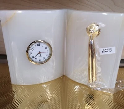 Natural Green Onyx Book Shape Handmade Table Clock, Home Décor . FREE SHIPPING - - Image 1 of 3