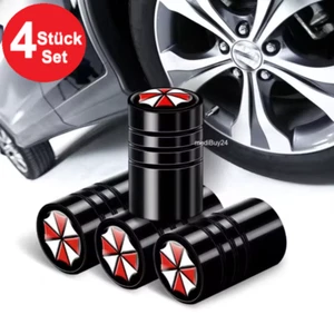 4 Ventilkappen Kappe Autoventil Fahrrad Motorrad Schwarz Umbrella Resident Evil - Bild 1 von 2