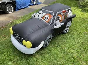 Coche fúnebre inflable intermitente Gemmy 2007 7 ft Halloween con fantasmas raro - Imagen 1 de 19