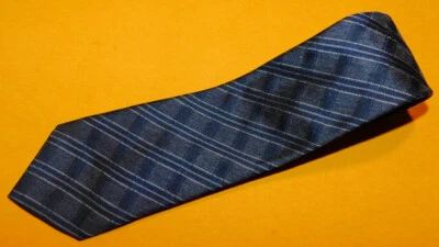 MEN'S JOHN VARVATOS MADE IN U.S.A. BLUE/GREY CROSS STRIPED SLIM TIE - TIES - Image 1 of 4