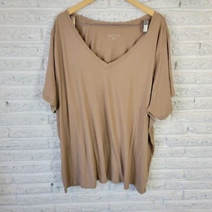 Ava Viv Womens Top 4X Tee Short Sleeve Tan Lightweight Comfy Casual - Picture 1 of 8
