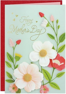 Happy Mothers Day Card - 5.5"X8" 3D Flower Golden Foil Design Mothers Day Card w - Picture 1 of 12