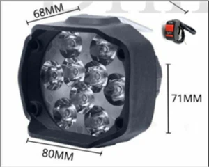 12V 3" Super Bright High Power Motorcycle 9-Philips LED Spot Headlight + Switch - Picture 1 of 8