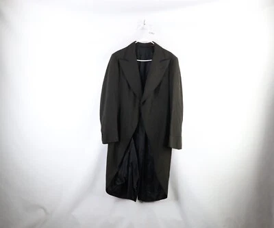 Vtg 40s 50s Bespoke Mens 38R Distressed Wool Satin Trim Tuxedo Coattails Jacket - Image 1 of 4