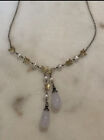 Ann King Sterling 18K 7 Gold Butterflies Chalcedony Necklace Chain Vtg 16-19”