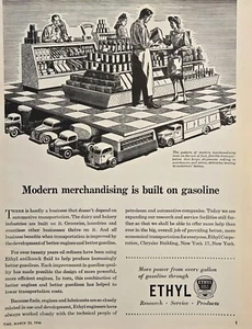 1946 VINTAGE PRINT AD - ETHYL CORP. AD - MODERN MERCHANDISING BUILT ON GASOLINE - Picture 1 of 1