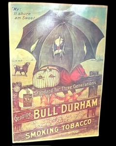 Vintage 1970’s Reprint - BULL DURHAM Tobacco Advertisement on Board Tobacciana smoke - Bild 1 von 6