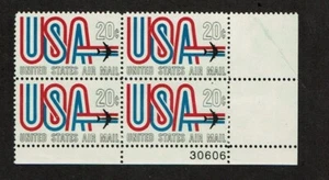 1968 U.S AIRMAIL CLASSICS USA   Plt # Blk of 4  Sc#C75 M/NH/OG * - Picture 1 of 1