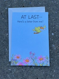 Thinking Of You Vintage Botschafter Grußkarte süßer Vogel Blumen Mad Libs Stil - Bild 1 von 5