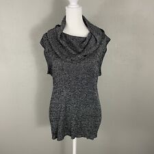 KAREN KANE Cowl Neck Top Size XL Gray Heather Cap Sleeve Stretchy Knit Pullover